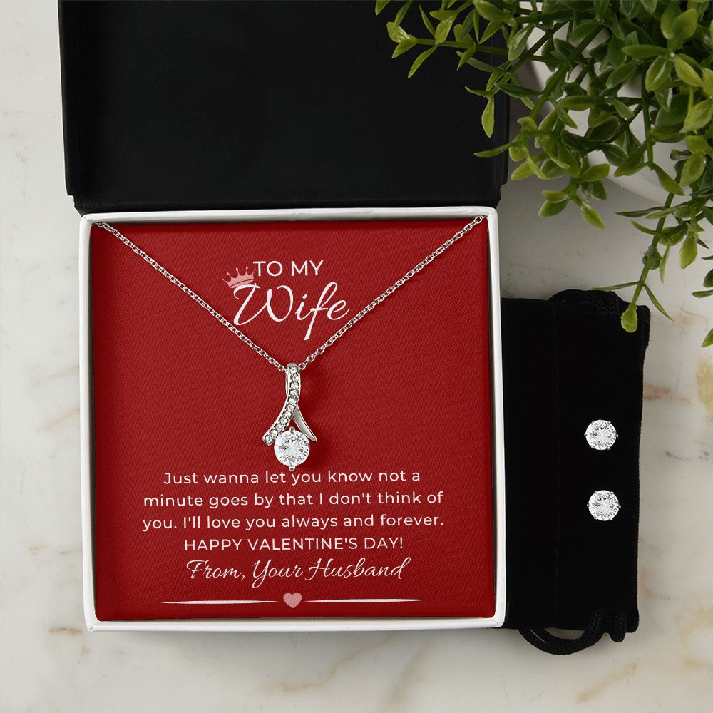 Alluring Beauty Necklace with CZ Earring Set for her on Valentine's Day