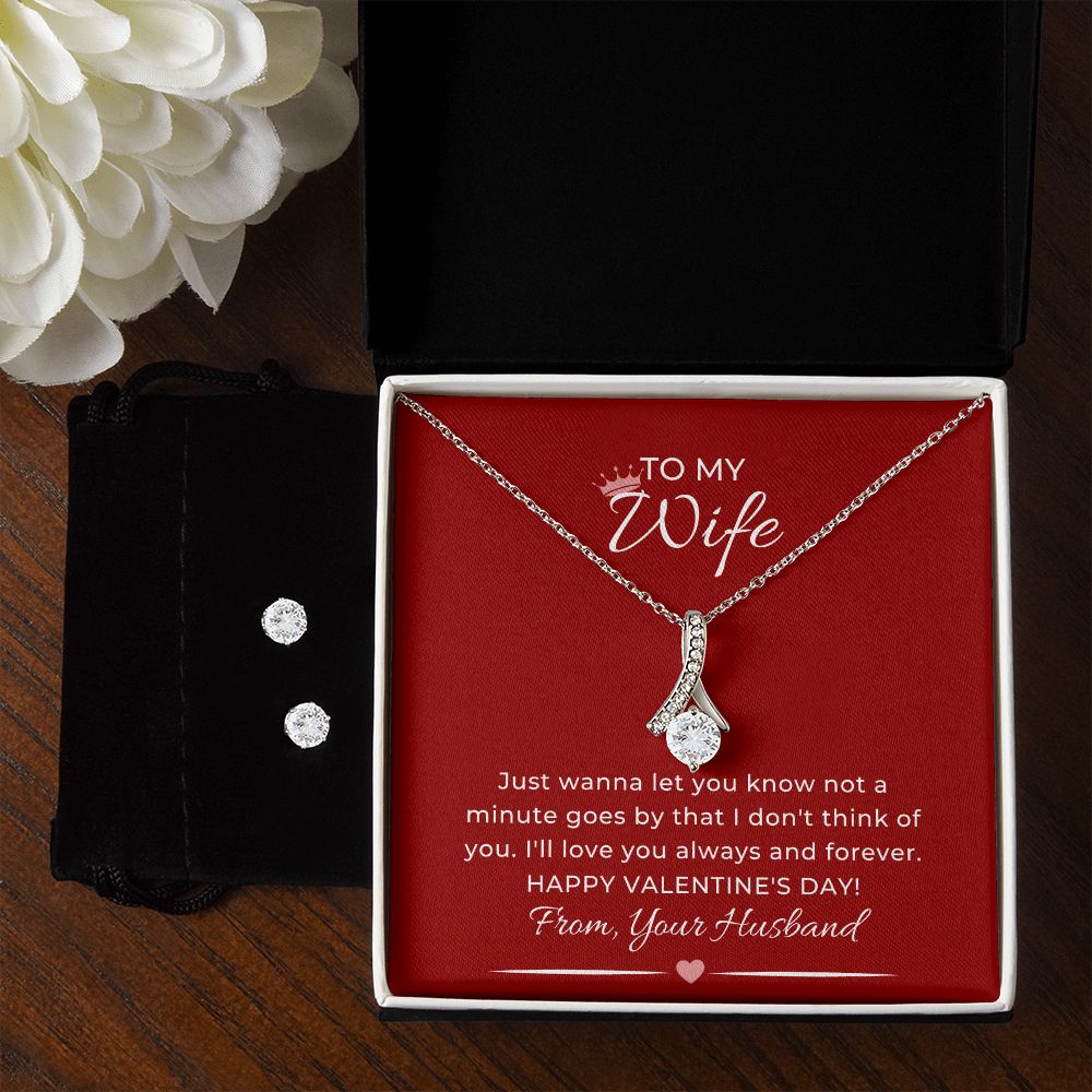 Alluring Beauty Necklace with CZ Earring Set for her on Valentine's Day