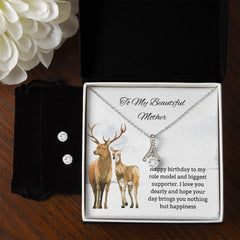 Alluring Beauty Diamond Pendant 14k White Gold Clear Necklace Cubic Zirconia Earring Set For Mom Birthday