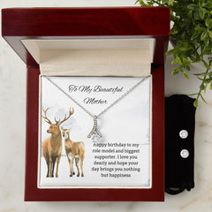 Alluring Beauty Diamond Pendant 14k White Gold Clear Necklace Cubic Zirconia Earring Set For Mom Birthday