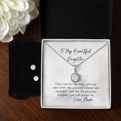 Eternal Hope Necklace + Clear CZ Earrings For Daughter