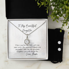 Eternal Hope Necklace + Clear CZ Earrings For Daughter
