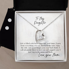 Forever Love Necklace + Clear CZ Earrings For Daughter