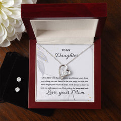 Forever Love Necklace + Clear CZ Earrings For Daughter