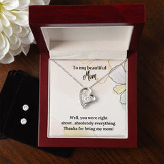 Forever Love Necklace + Clear CZ Earrings For Mom