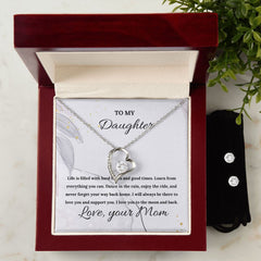Forever Love Necklace + Clear CZ Earrings For Daughter