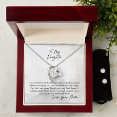 Forever Love Necklace + Clear CZ Earrings For Daughter