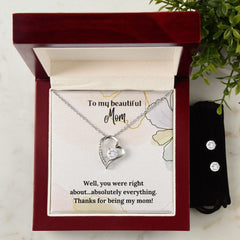 Forever Love Necklace + Clear CZ Earrings For Mom