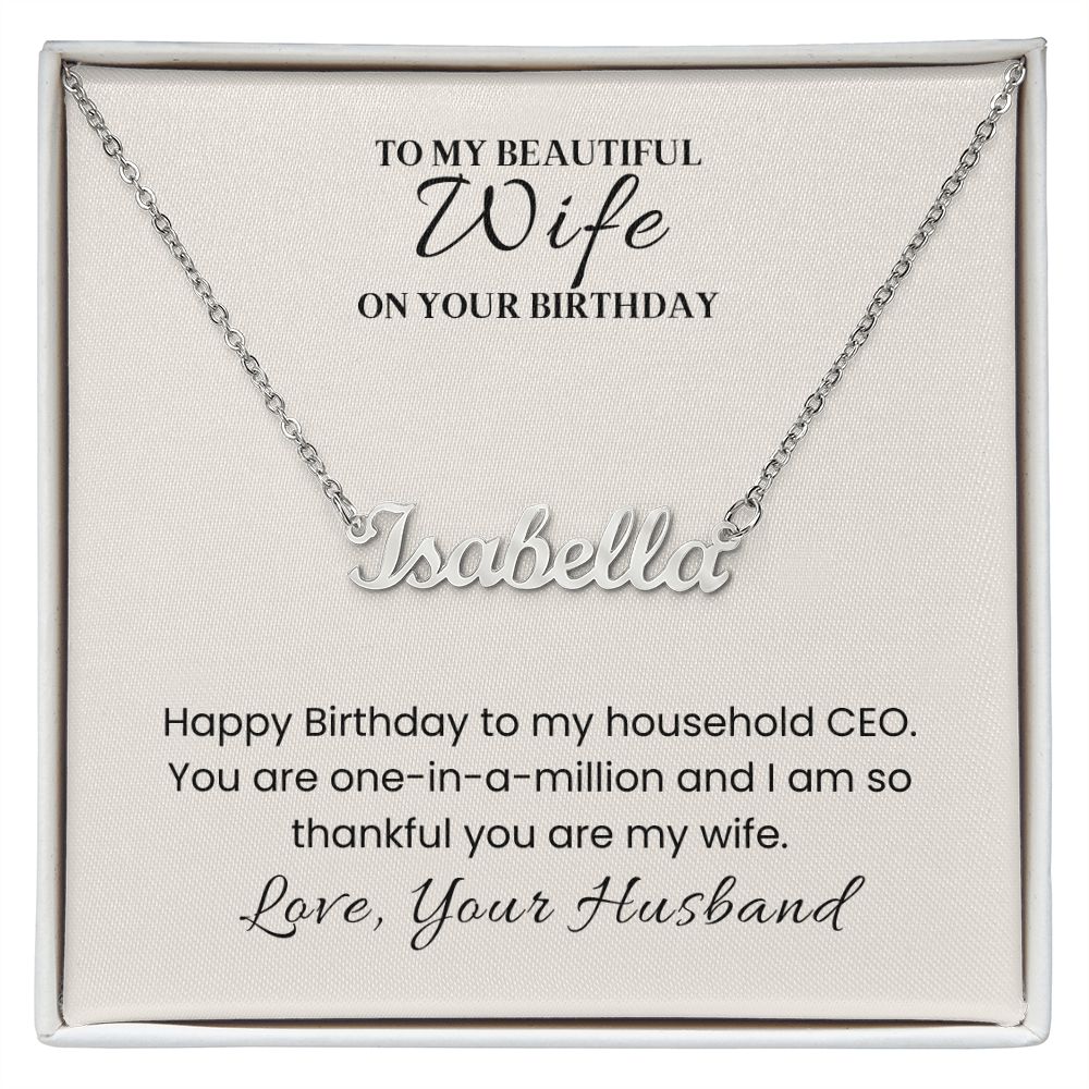 Custom Name Necklace with Message Card For Birthday