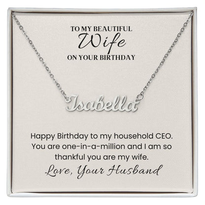 Custom Name Necklace with Message Card For Birthday