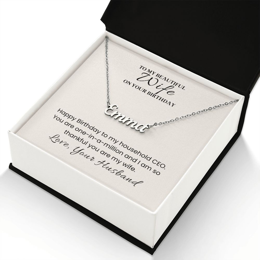 Custom Name Necklace with Message Card For Birthday