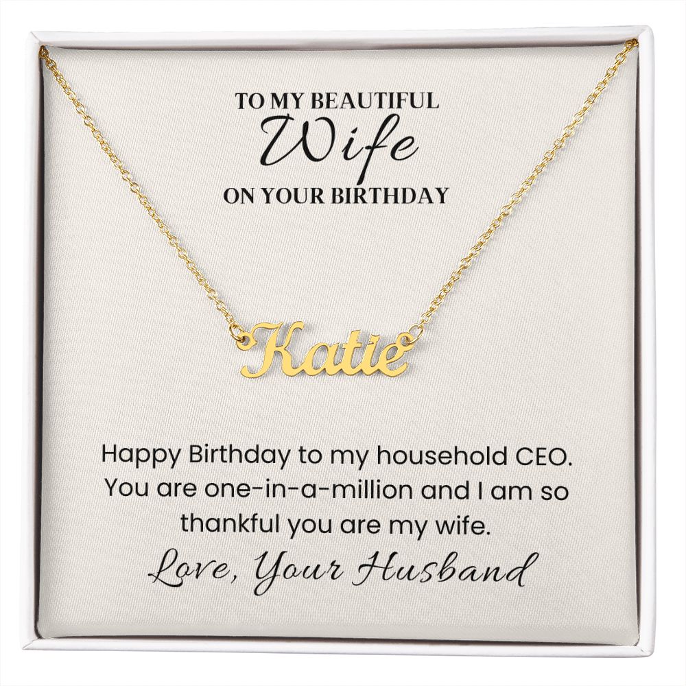 Custom Name Necklace with Message Card For Birthday