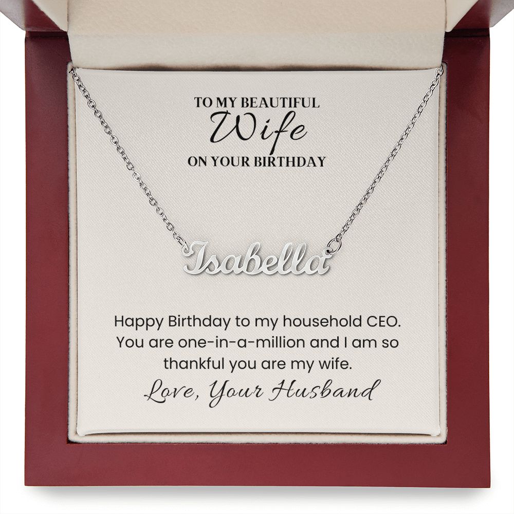 Custom Name Necklace with Message Card For Birthday