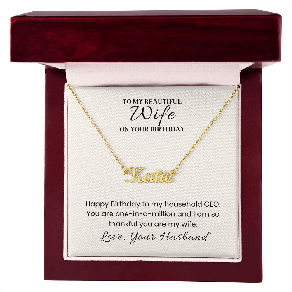 Custom Name Necklace with Message Card For Birthday