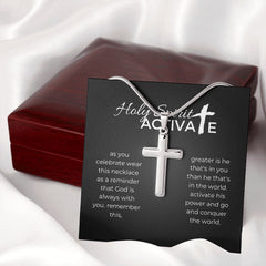 Stainless Steel Inspirational Faith Cross Necklace