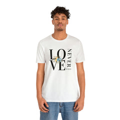 Love Never Fails White Unisex Jersey Short Sleeve Tee